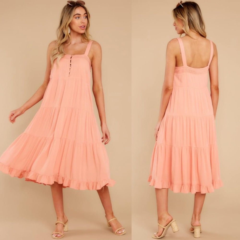 Smile awhile sunset orange midi dress (actually a dusty pink color)